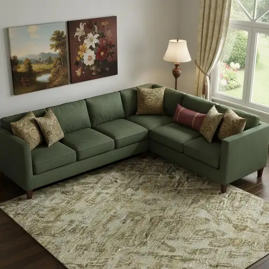 Brown And Beige Floral Medallion Washable Area Rug With UV Protection Photo 2