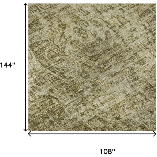 Brown And Beige Floral Medallion Washable Area Rug With UV Protection Photo 9