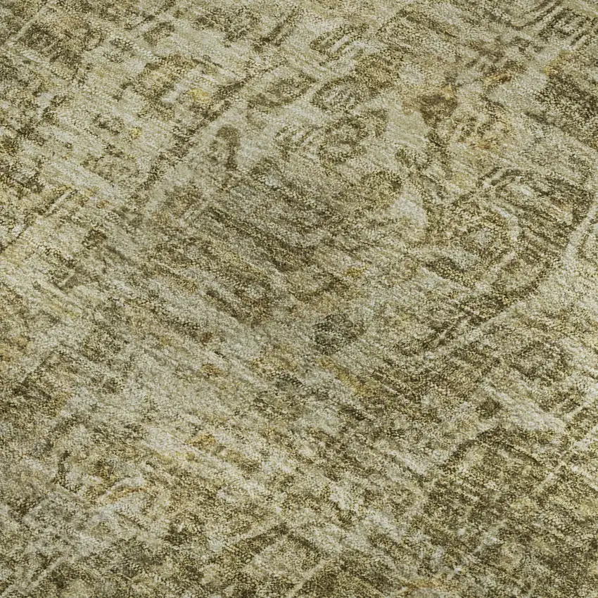 Brown And Beige Floral Medallion Washable Area Rug With UV Protection Photo 2