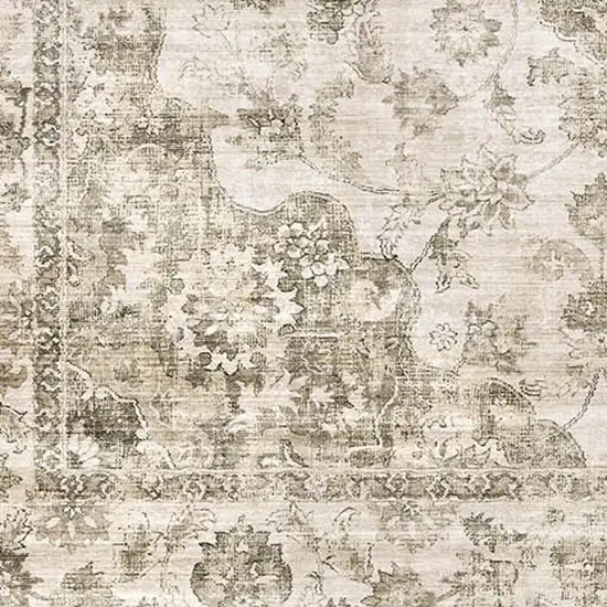 Brown And Beige Floral Medallion Washable Area Rug Photo 3