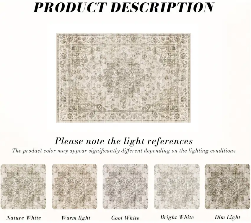 Brown And Beige Floral Medallion Washable Area Rug Photo 7