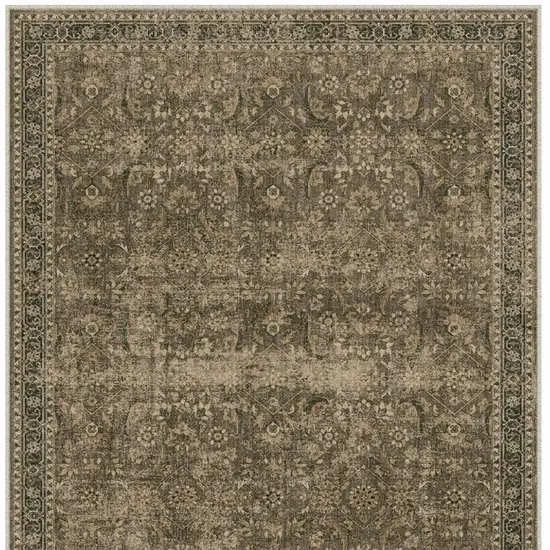 Brown And Beige Floral Medallion Washable Area Rug Photo 5