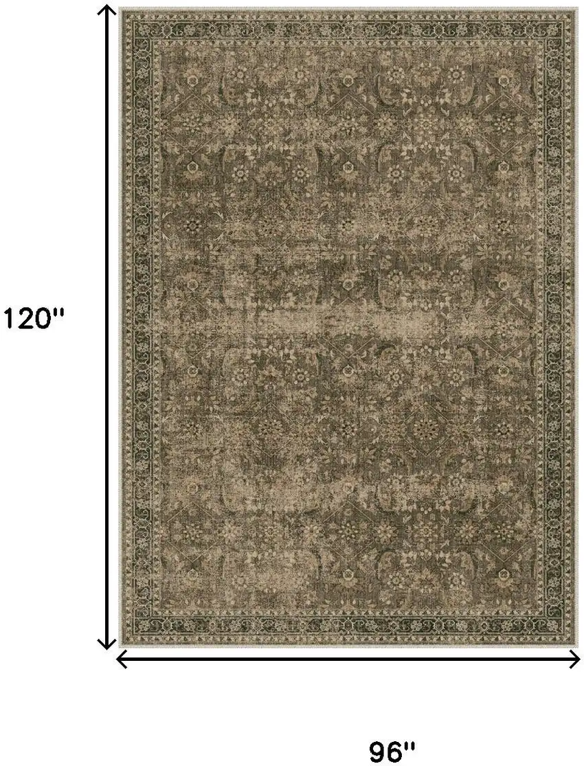 Brown And Beige Floral Medallion Washable Area Rug Photo 3