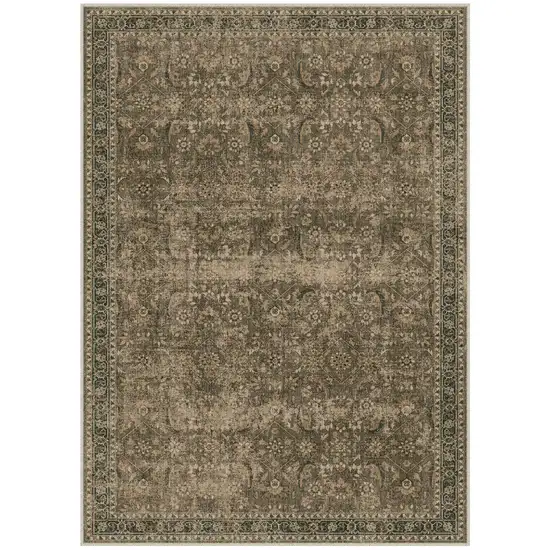 Brown And Beige Floral Medallion Washable Area Rug Photo 4