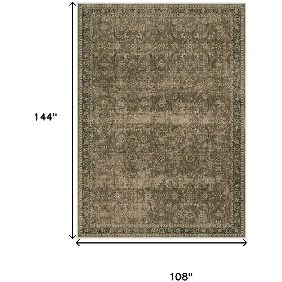 Brown And Beige Floral Medallion Washable Area Rug Photo 3