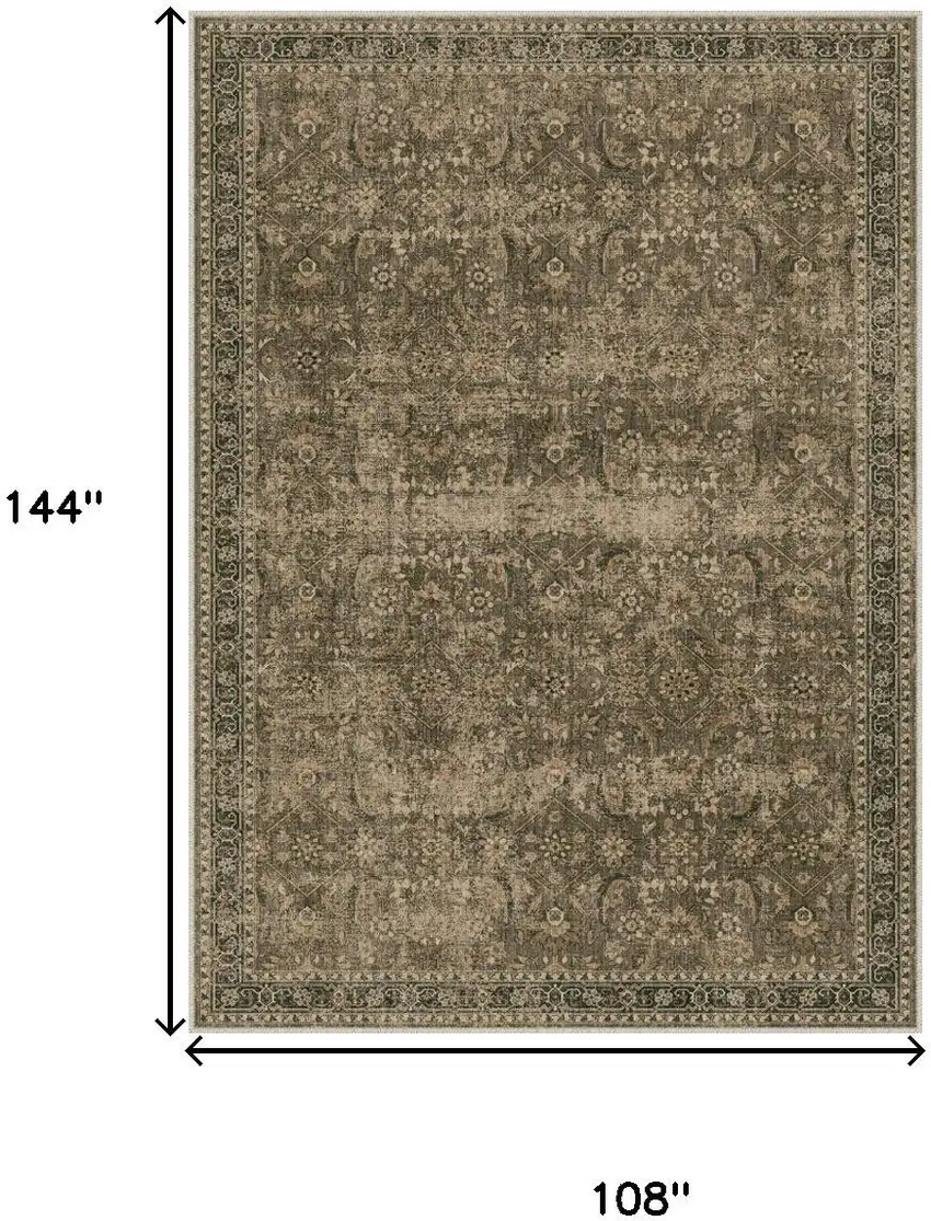 Brown And Beige Floral Medallion Washable Area Rug Photo 3