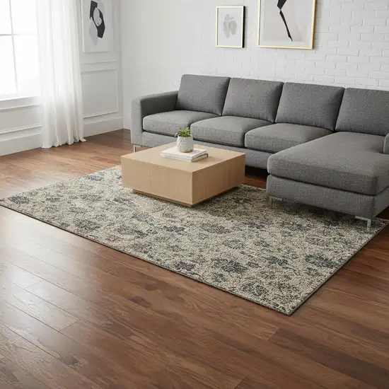 Brown And Beige Floral Washable Area Rug With UV Protection Photo 3