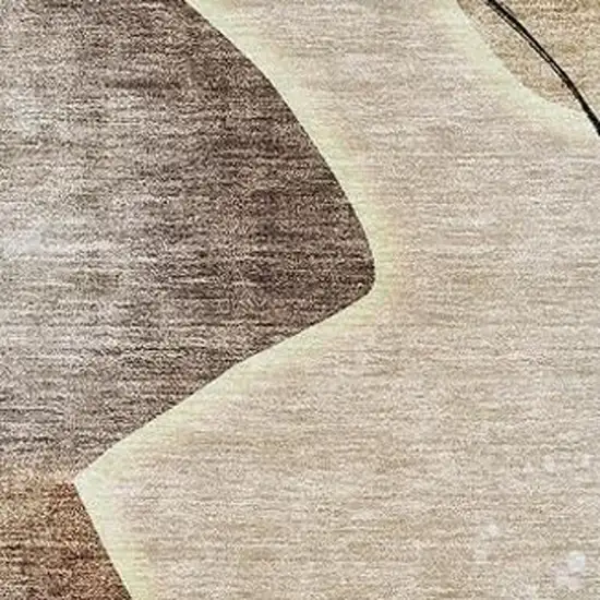 Brown And Beige Floral Washable Area Rug With UV Protection Photo 4