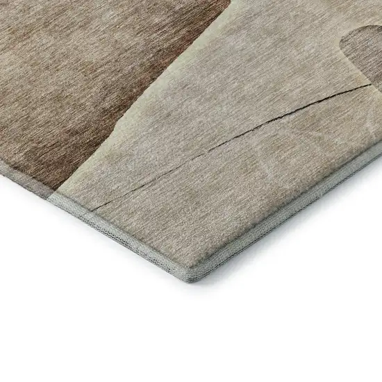 Brown And Beige Floral Washable Area Rug With UV Protection Photo 8