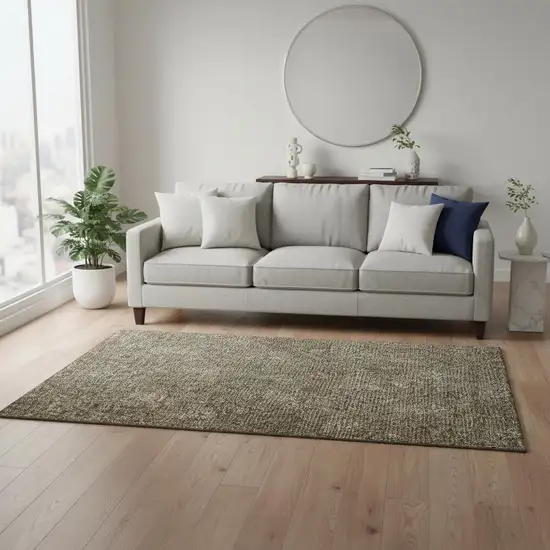 Brown And Beige Floral Washable Area Rug With UV Protection Photo 2