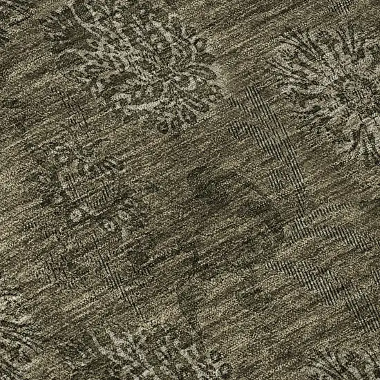 Brown And Beige Floral Washable Area Rug With UV Protection Photo 9