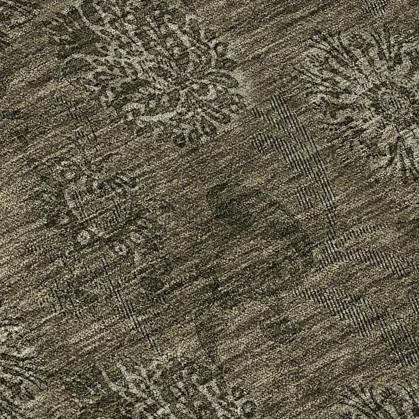 Brown And Beige Floral Washable Area Rug With UV Protection Photo 9