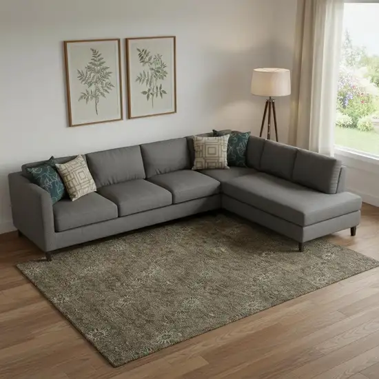 Brown And Beige Floral Washable Area Rug With UV Protection Photo 1