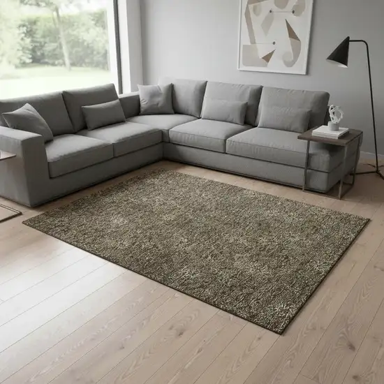 Brown And Beige Floral Washable Area Rug With UV Protection Photo 2