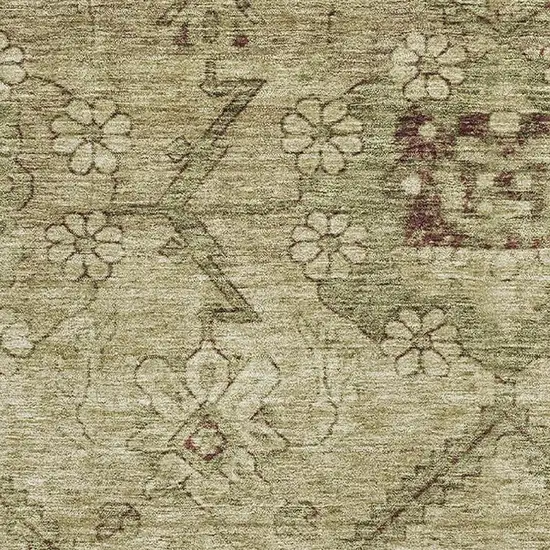 Brown And Beige Floral Washable Area Rug With UV Protection Photo 3