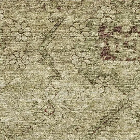 Brown And Beige Floral Washable Area Rug With UV Protection Photo 3