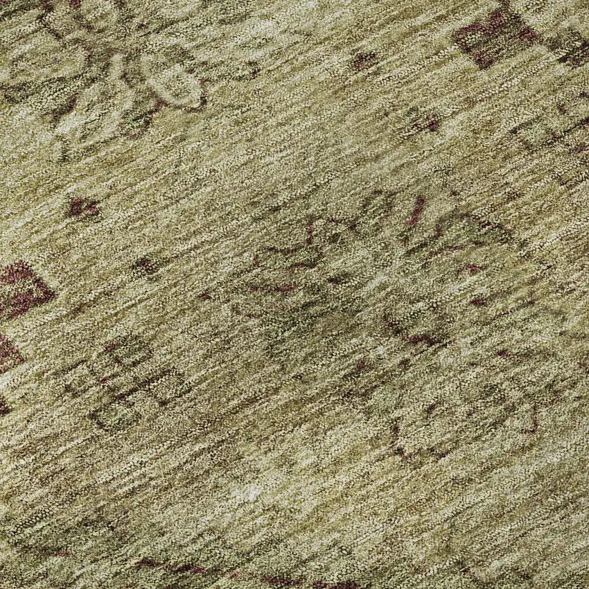 Brown And Beige Floral Washable Area Rug With UV Protection Photo 9