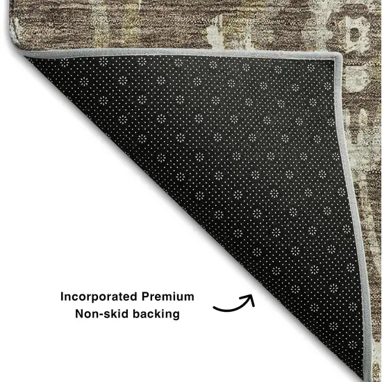 Brown And Beige Floral Washable Area Rug With UV Protection Photo 7