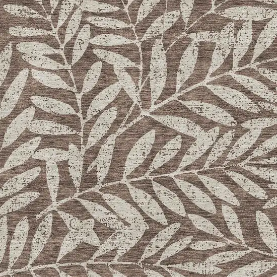 Brown And Beige Floral Washable Area Rug With UV Protection Photo 3