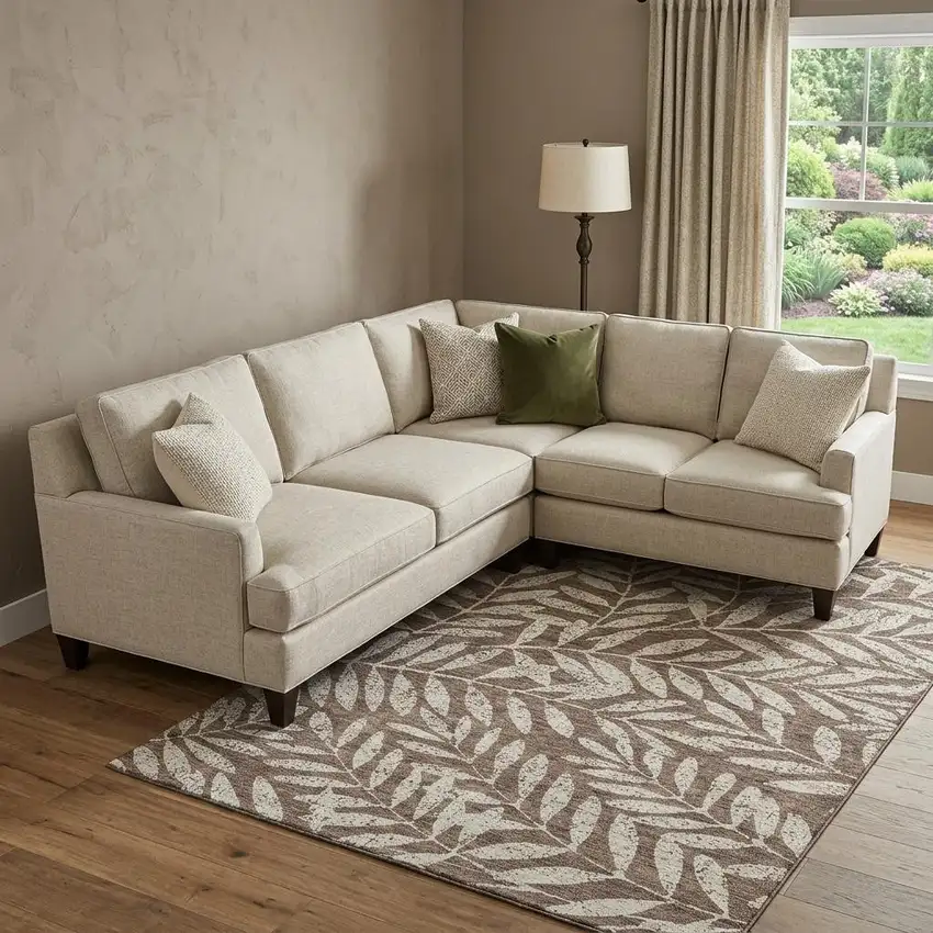 Brown And Beige Floral Washable Area Rug With UV Protection Photo 1