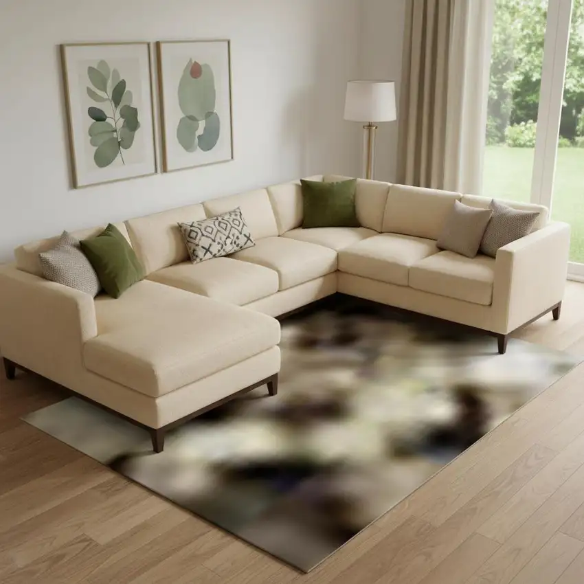 Brown And Beige Floral Washable Area Rug With UV Protection Photo 1