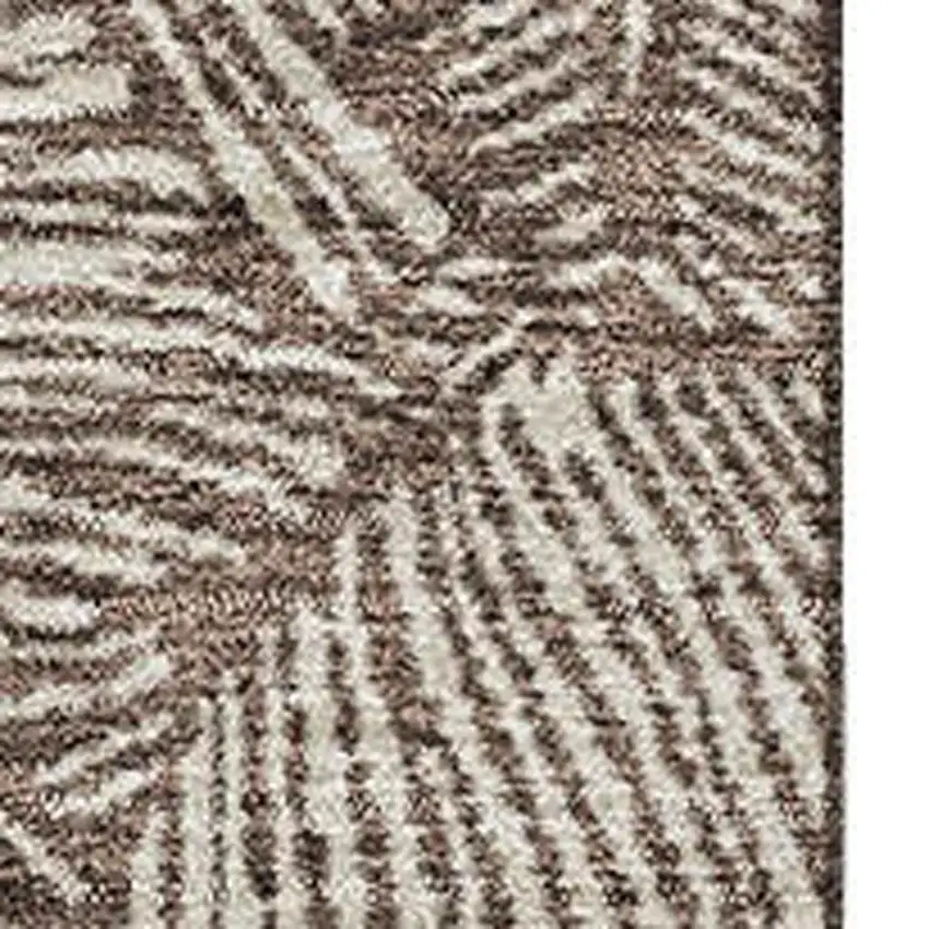 Brown And Beige Floral Washable Area Rug With UV Protection Photo 3