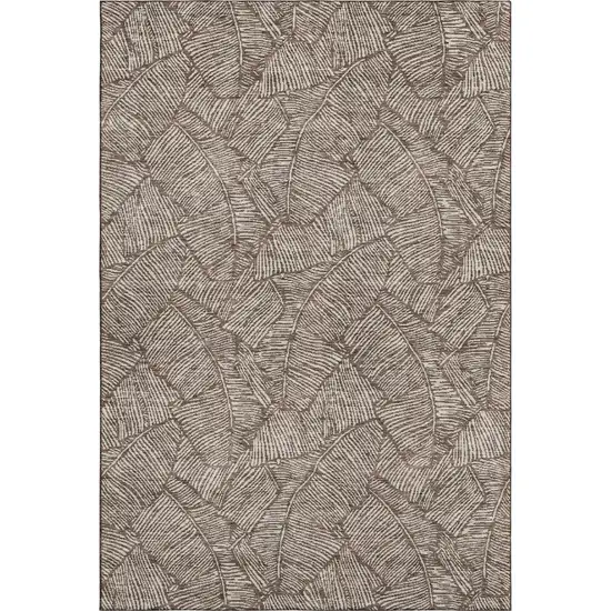 Brown And Beige Floral Washable Area Rug With UV Protection Photo 1