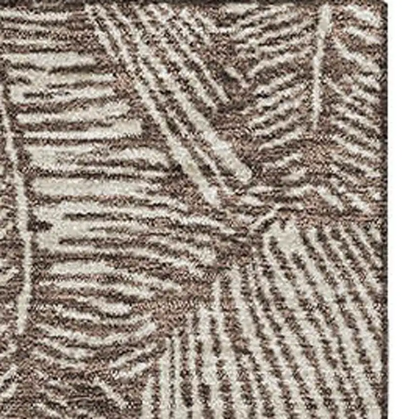 Brown And Beige Floral Washable Area Rug With UV Protection Photo 4