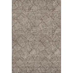 Photo of Brown And Beige Floral Washable Area Rug With UV Protection