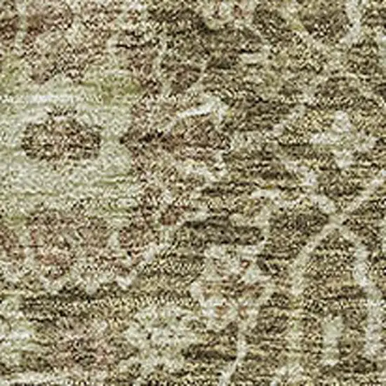 Brown And Beige Floral Washable Area Rug With UV Protection Photo 2