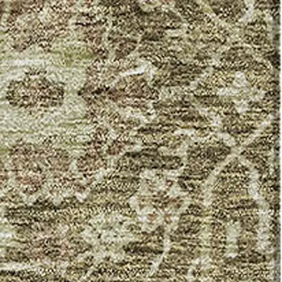 Brown And Beige Floral Washable Area Rug With UV Protection Photo 2