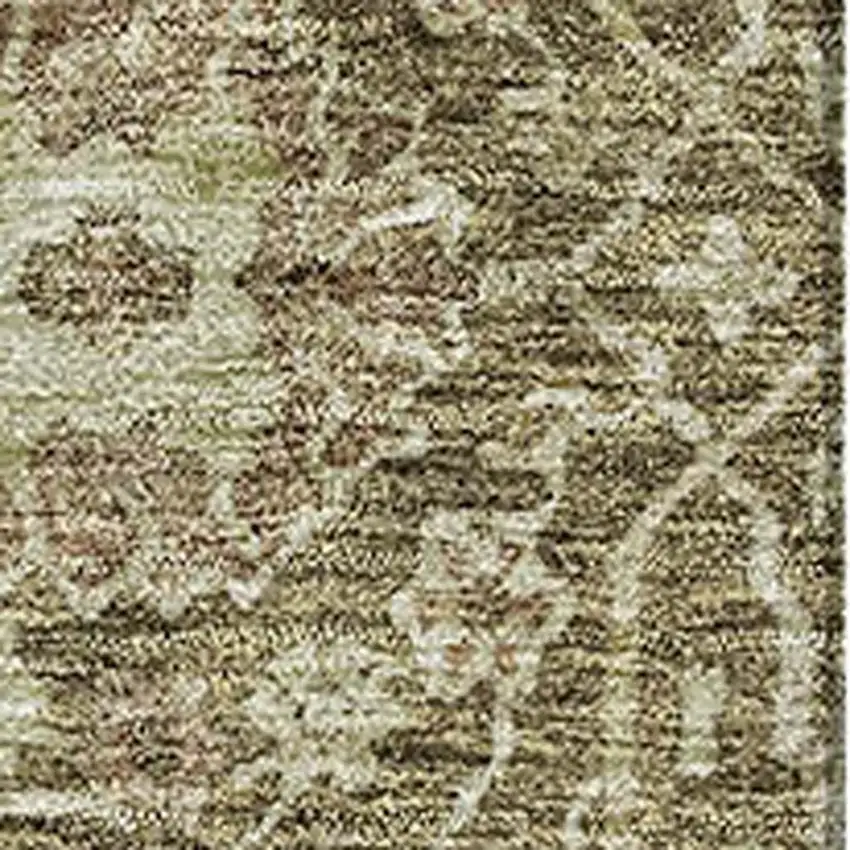 Brown And Beige Floral Washable Area Rug With UV Protection Photo 2