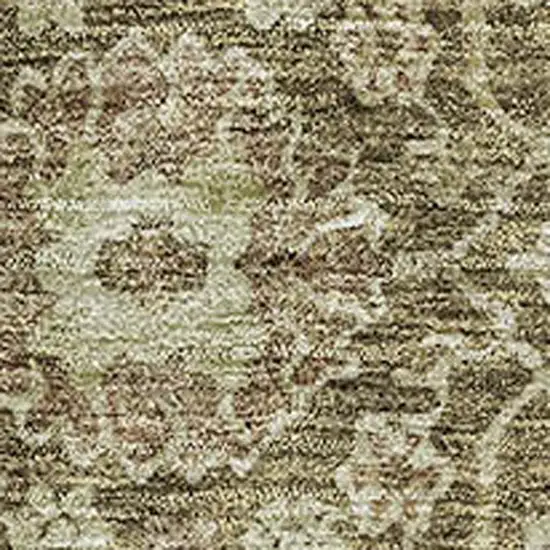 Brown And Beige Floral Washable Area Rug With UV Protection Photo 2