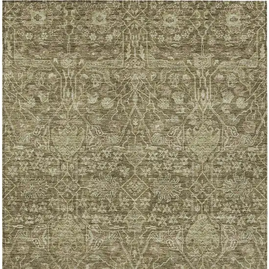 Brown And Beige Floral Washable Indoor Outdoor Area Rug Photo 7