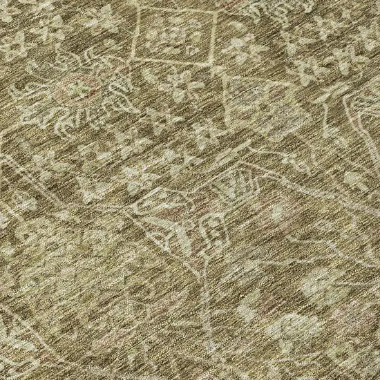 Brown And Beige Floral Washable Indoor Outdoor Area Rug Photo 5