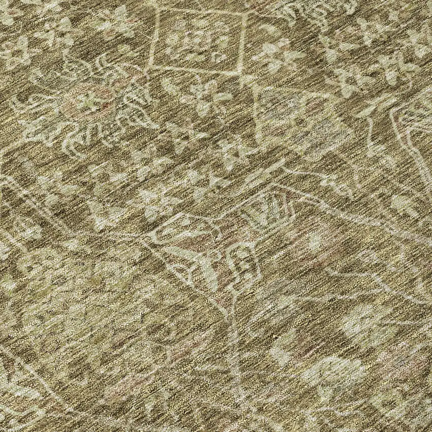Brown And Beige Floral Washable Indoor Outdoor Area Rug Photo 5