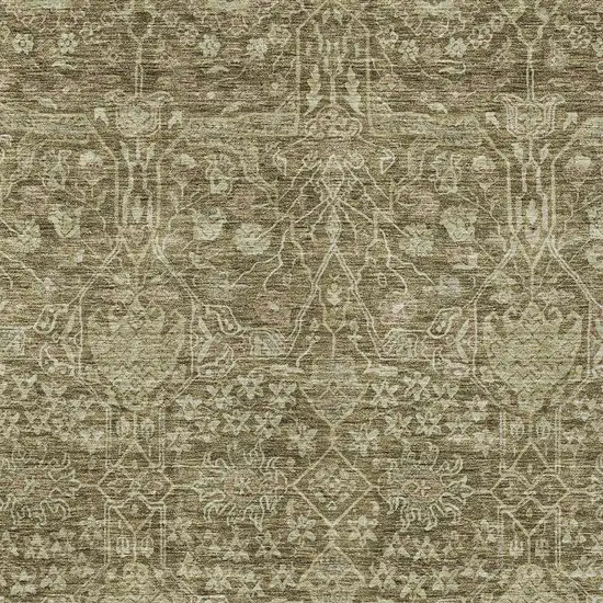 Brown And Beige Floral Washable Indoor Outdoor Area Rug Photo 6