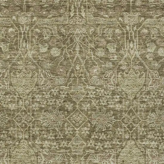 Brown And Beige Floral Washable Indoor Outdoor Area Rug Photo 6
