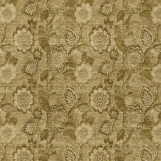 Brown And Beige Floral Washable Indoor Outdoor Area Rug Photo 4