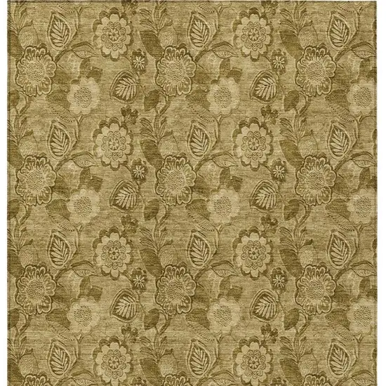 Brown And Beige Floral Washable Indoor Outdoor Area Rug Photo 4
