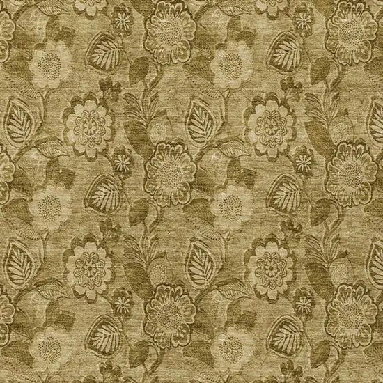 Brown And Beige Floral Washable Indoor Outdoor Area Rug Photo 4