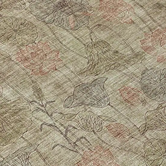 Brown And Beige Floral Washable Indoor Outdoor Area Rug Photo 9