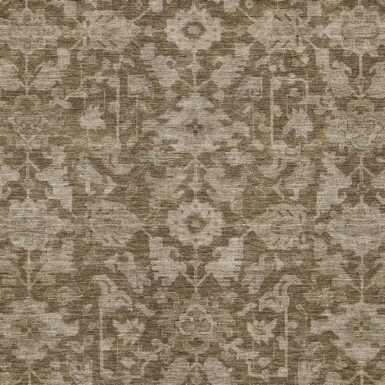 Brown And Beige Floral Washable Indoor Outdoor Area Rug Photo 2