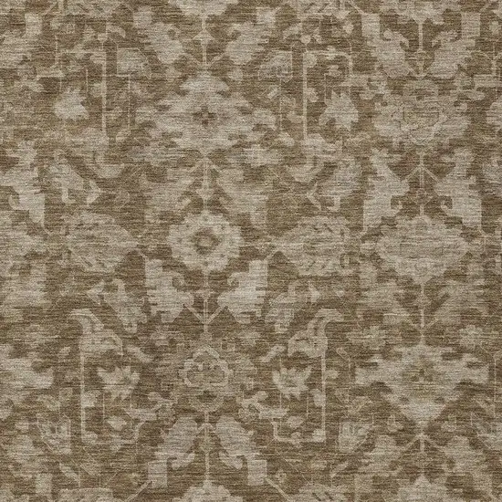 Brown And Beige Floral Washable Indoor Outdoor Area Rug Photo 2