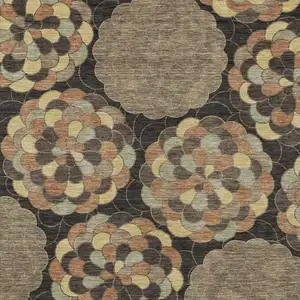 Photo of Brown And Beige Floral Washable Indoor Outdoor Area Rug