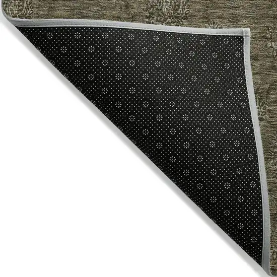 Brown And Beige Floral Washable Indoor Outdoor Area Rug Photo 3