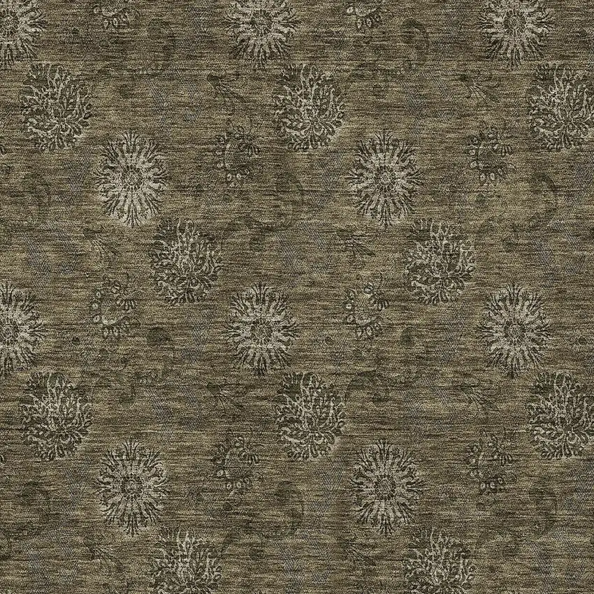 Brown And Beige Floral Washable Indoor Outdoor Area Rug Photo 5