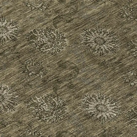Brown And Beige Floral Washable Indoor Outdoor Area Rug Photo 8