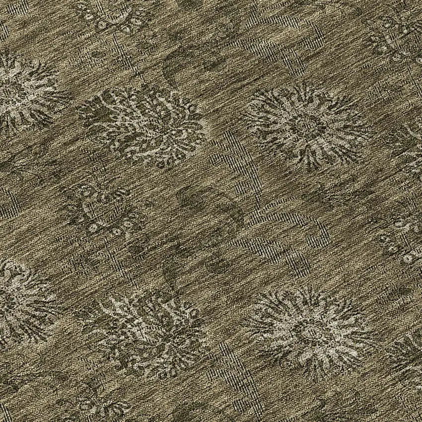 Brown And Beige Floral Washable Indoor Outdoor Area Rug Photo 8