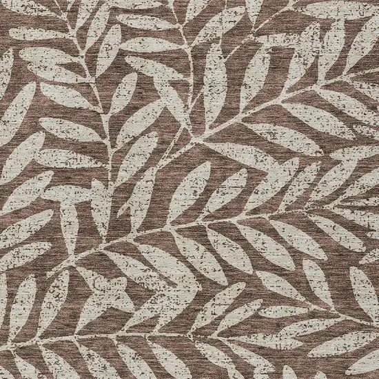 Brown And Beige Floral Washable Indoor Outdoor Area Rug Photo 6
